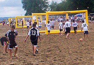 Soccer matches at the beach tournament